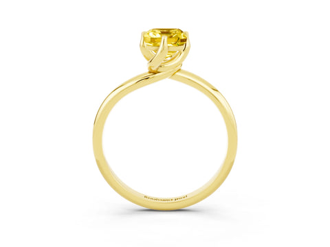Yellow gold Emerald Cut Yellow Sapphire Solitaire Engagement Ring with Four-Prong Setting and Classic Band_15