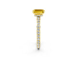 Yellow gold Emerald Cut Yellow Sapphire Solitaire Engagement Ring with Pavé Band and Four-Prong Setting_26