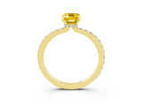 Yellow gold Emerald Cut Yellow Sapphire Solitaire Engagement Ring with Pavé Band and Four-Prong Setting_27