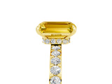 Yellow gold Emerald Cut Yellow Sapphire Solitaire Engagement Ring with Pavé Band and Four-Prong Setting_29