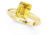 Yellow gold Emerald Cut Yellow Sapphire Solitaire Engagement Ring with Round Band and Four-Prong Setting_25