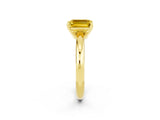 Yellow gold Emerald Cut Yellow Sapphire Solitaire Engagement Ring with Round Band and Four-Prong Setting_26