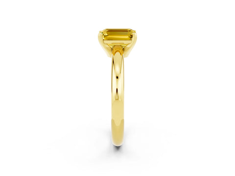 Yellow gold Emerald Cut Yellow Sapphire Solitaire Engagement Ring with Round Band and Four-Prong Setting_26