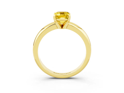Yellow gold Emerald Cut Yellow Sapphire Solitaire Engagement Ring with Round Band and Four-Prong Setting_27