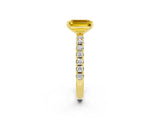 Yellow gold Emerald Cut Yellow Sapphire Solitaire Pavé Band with Four-Prong Setting_26