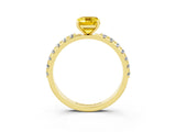 Yellow gold Emerald Cut Yellow Sapphire Solitaire Pavé Band with Four-Prong Setting_27