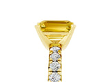 Yellow gold Emerald Cut Yellow Sapphire Solitaire Pavé Engagement Ring with Round Band and Prong Setting_17