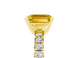Yellow gold Emerald Cut Yellow Sapphire Solitaire Pavé Engagement Ring with Round Band and Prong Setting_65