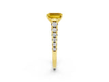 Yellow gold Emerald Cut Yellow Sapphire Solitaire Ring with Cathedral Setting and Pavé Band_26