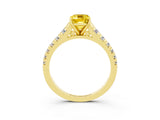 Yellow gold Emerald Cut Yellow Sapphire Solitaire Ring with Cathedral Setting and Pavé Band_27