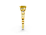 Yellow gold Emerald Cut Yellow Sapphire Solitaire Ring with Filigree Band and Four-Prong Setting_50