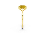 Yellow gold Emerald Cut Yellow Sapphire Solitaire Ring with Flower Prong Setting and Classic Band_14
