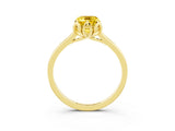 Yellow gold Emerald Cut Yellow Sapphire Solitaire Ring with Flower Prong Setting and Classic Band_15