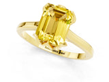 Yellow gold Emerald Cut Yellow Sapphire Solitaire Ring with Flower Prong Setting and Classic Band_37