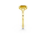 Yellow gold Emerald Cut Yellow Sapphire Solitaire Ring with Flower Prong Setting and Classic Band_38