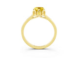 Yellow gold Emerald Cut Yellow Sapphire Solitaire Ring with Flower Prong Setting and Classic Band_39