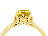 Yellow gold Emerald Cut Yellow Sapphire Solitaire Ring with Flower Prong Setting and Classic Band_40