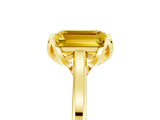 Yellow gold Emerald Cut Yellow Sapphire Solitaire Ring with Flower Prong Setting and Classic Band_41