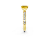 Yellow gold Emerald Cut Yellow Sapphire Solitaire Ring with Pavé Accents and Four-Prong Setting_26