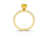 Yellow gold Emerald Cut Yellow Sapphire Solitaire Ring with Pavé Accents and Four-Prong Setting_27