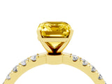 Yellow gold Emerald Cut Yellow Sapphire Solitaire Ring with Pavé Accents and Four-Prong Setting_28