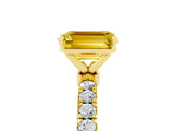 Yellow gold Emerald Cut Yellow Sapphire Solitaire Ring with Pavé Accents and Four-Prong Setting_29
