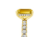 Yellow gold Emerald Cut Yellow Sapphire Solitaire Ring with Pavé Band and Four-Prong Setting_65