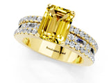 Yellow gold Emerald Cut Yellow Sapphire Solitaire Ring with Pavé and Channel Set Band_25