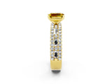 Yellow gold Emerald Cut Yellow Sapphire Solitaire Ring with Pavé and Channel Set Band_26