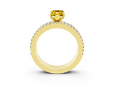 Yellow gold Emerald Cut Yellow Sapphire Solitaire Ring with Pavé and Channel Set Band_27