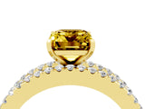 Yellow gold Emerald Cut Yellow Sapphire Solitaire Ring with Pavé and Channel Set Band_28