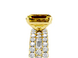 Yellow gold Emerald Cut Yellow Sapphire Solitaire Ring with Pavé and Channel Set Band_29