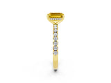 Yellow gold Emerald Cut Yellow Sapphire Solitaire Ring with Round  Pavé Band and Four-Prong Setting_38