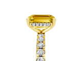 Yellow gold Emerald Cut Yellow Sapphire Solitaire Ring with Round  Pavé Band and Four-Prong Setting_41