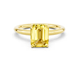 Yellow gold Emerald Cut Yellow Sapphire Solitaire Ring with Thin Band and Four-Prong Setting_36