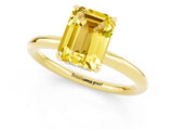 Yellow gold Emerald Cut Yellow Sapphire Solitaire Ring with Thin Band and Four-Prong Setting_37