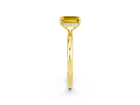 Yellow gold Emerald Cut Yellow Sapphire Solitaire Ring with Thin Band and Four-Prong Setting_38
