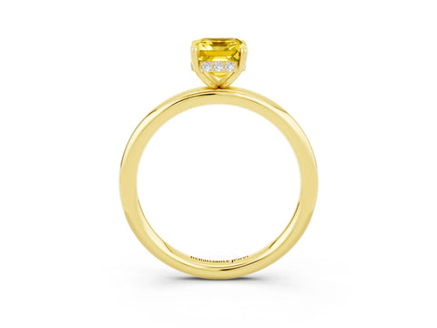 Yellow gold Emerald Cut Yellow Sapphire Solitaire Ring with Thin Band and Four-Prong Setting_39