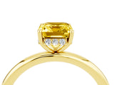 Yellow gold Emerald Cut Yellow Sapphire Solitaire Ring with Thin Band and Four-Prong Setting_40