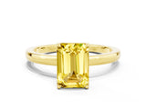 Yellow gold Emerald Cut Yellow Sapphire Solitaire Ring with Thin Band and Prong Setting_12