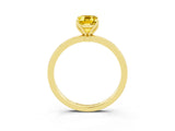 Yellow gold Emerald Cut Yellow Sapphire Solitaire Ring with Thin Band and Prong Setting_15