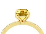 Yellow gold Emerald Cut Yellow Sapphire Solitaire Ring with Thin Band and Prong Setting_16