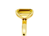 Yellow gold Emerald Cut Yellow Sapphire Solitaire Ring with Thin Band and Prong Setting_17