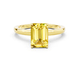 Yellow gold Emerald Cut Yellow Sapphire Solitaire Ring with Thin Band and Prong Setting_24