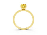Yellow gold Emerald Cut Yellow Sapphire Solitaire Ring with Thin Band and Prong Setting_27