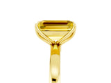 Yellow gold Emerald Cut Yellow Sapphire Solitaire Ring with Thin Band and Prong Setting_29