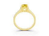 Yellow gold Emerald Cut Yellow Sapphire Solitaire Ring with Wide Band and Prong Setting_27