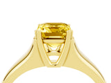 Yellow gold Emerald Cut Yellow Sapphire Solitaire Ring with Wide Band and Prong Setting_28