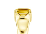 Yellow gold Emerald Cut Yellow Sapphire Solitaire Ring with Wide Band and Prong Setting_29