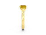 Yellow gold Emerald Cut Yellow Sapphire Solitaire Twist Band Prong Setting Ring_86